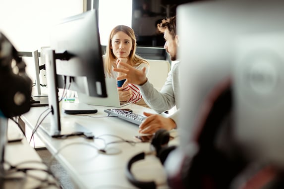 People working at computer